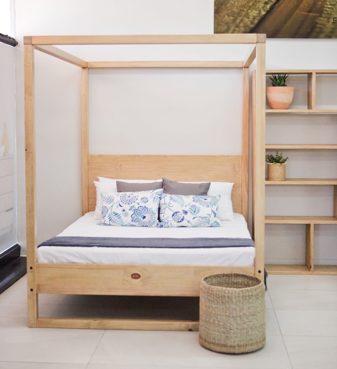 4 poster bed double wood