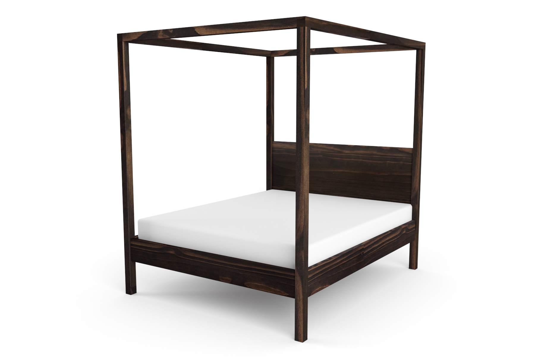 Queen 4-Poster Bed – Pine Blackwash Queen 4-Poster Bed – Pine Blackwash