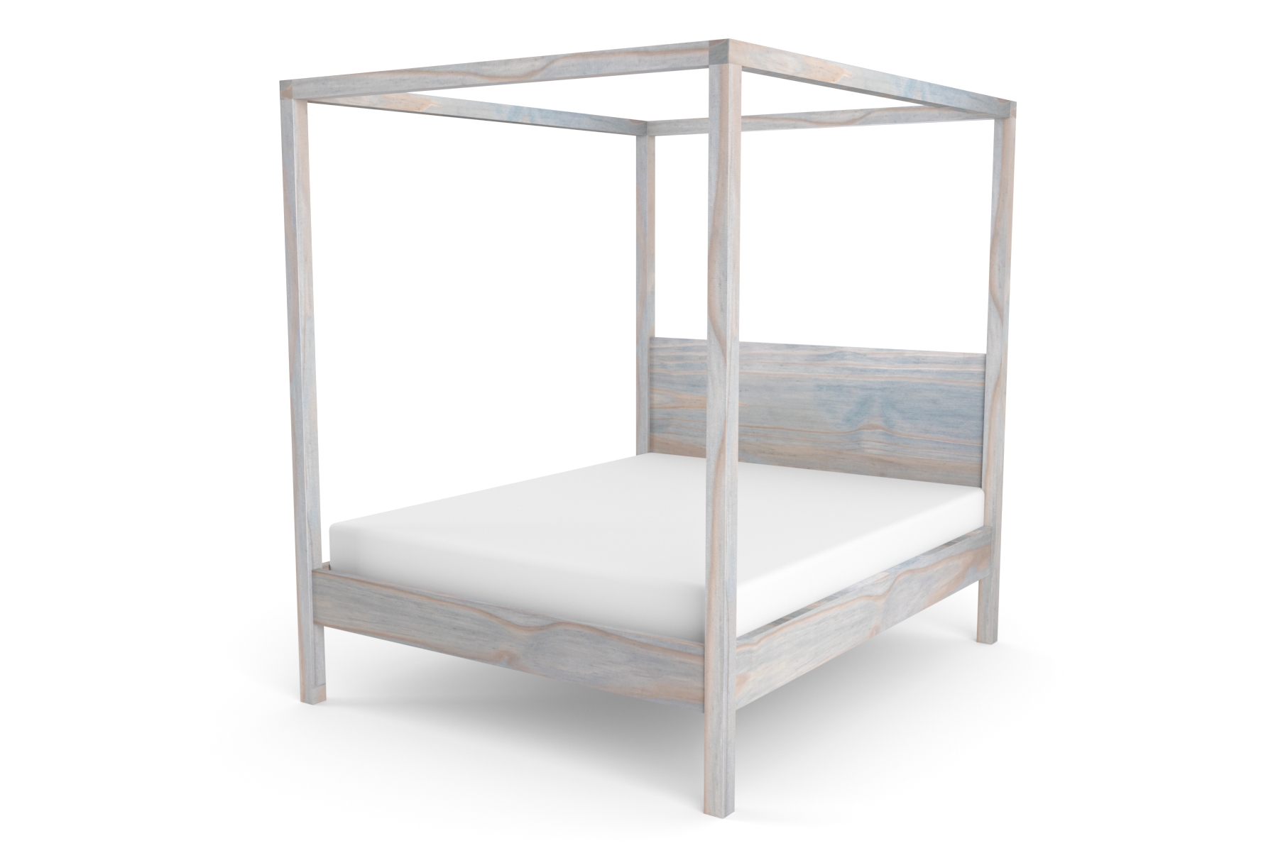 Queen 4-Poster Bed – Pine Greyish Queen 4-Poster Bed – Pine Greyish
