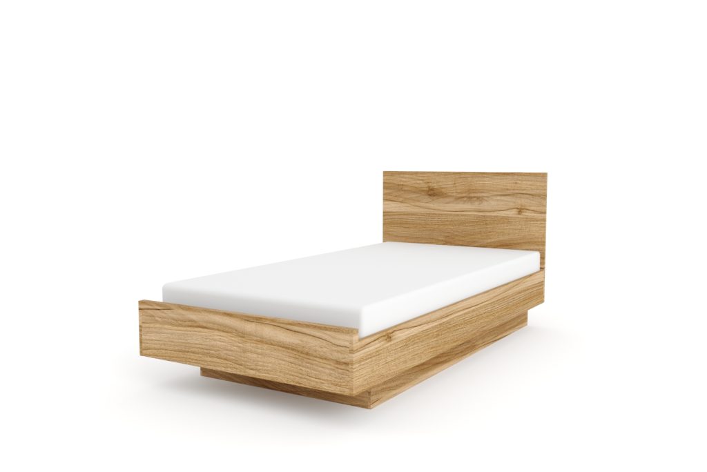 Single wooden bed with headboard