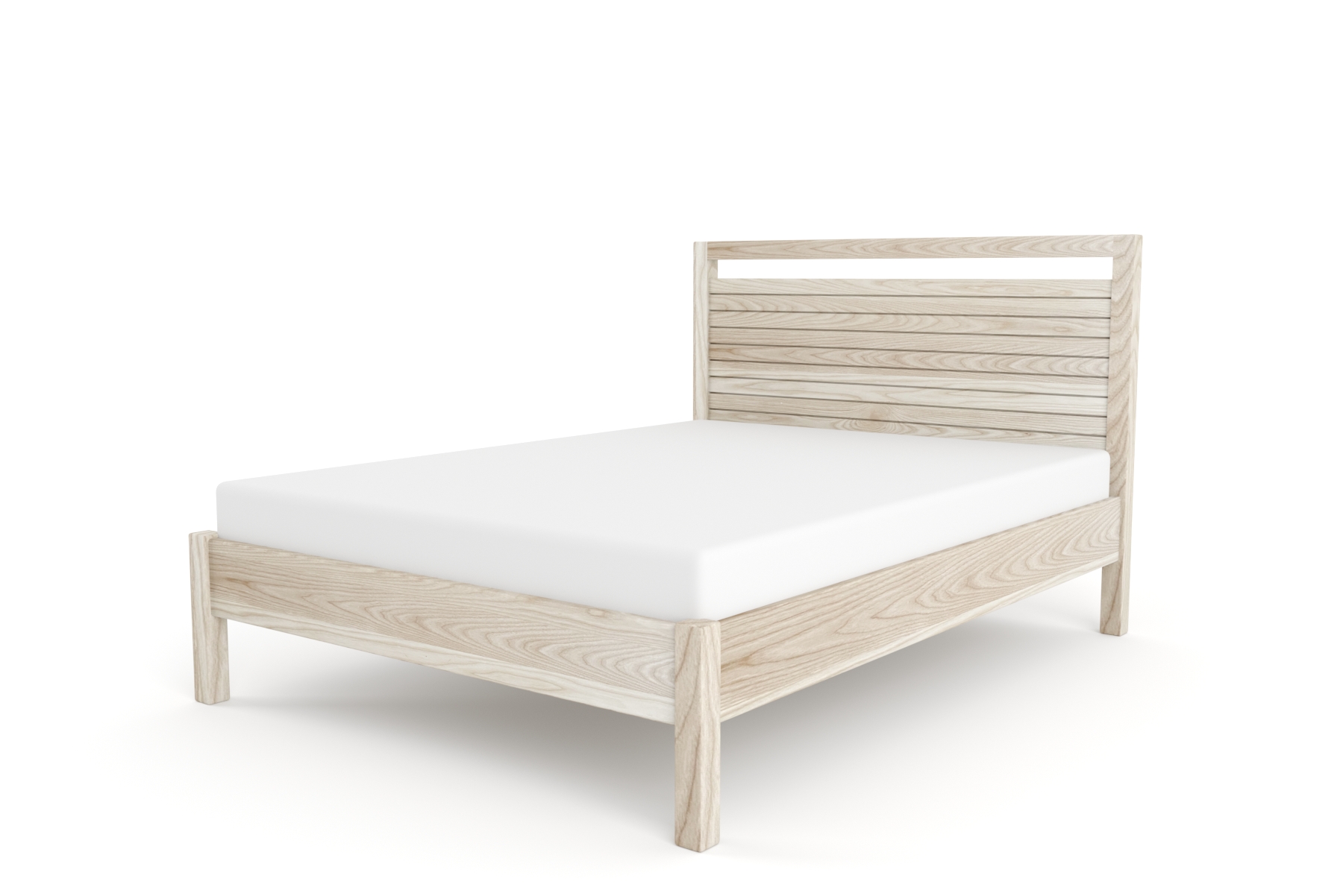 Selena Double Bed with Slatted Headboard – Ash Clear Selena Double Bed with Slatted Headboard – Ash Clear