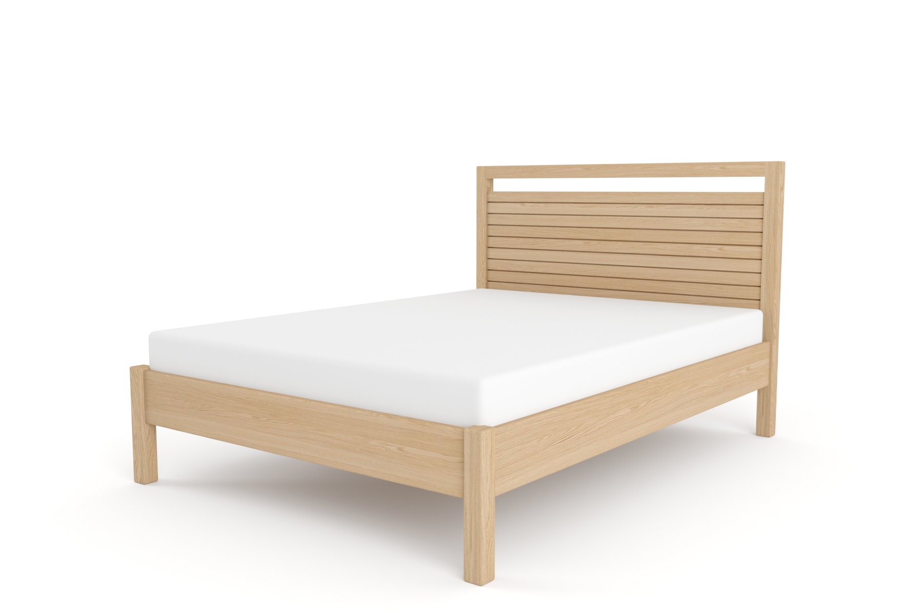 Selena Double Bed with Slatted Headboard – Oak Selena Double Bed with Slatted Headboard – Oak
