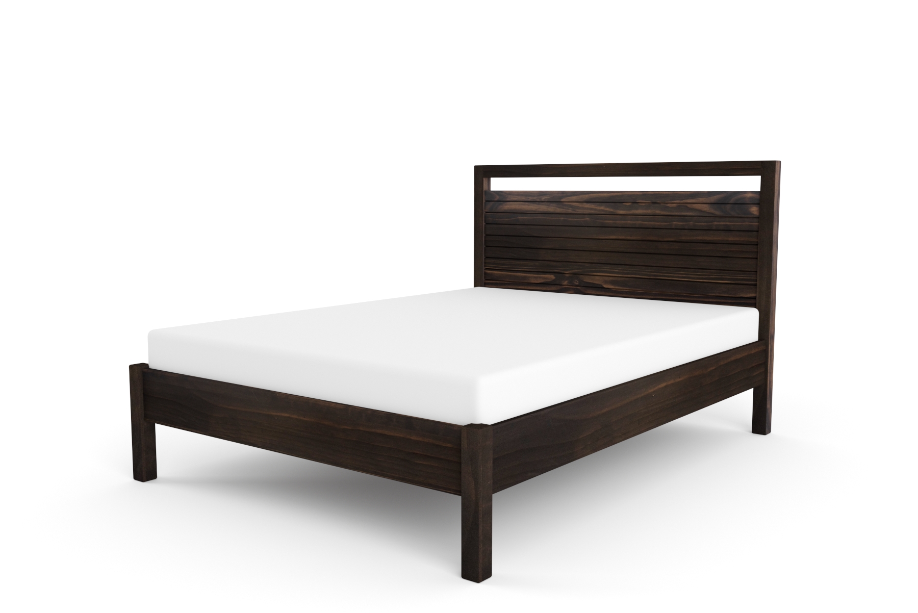 Selena Double Bed with Slatted Headboard – Pine Blackwash Selena Double Bed with Slatted Headboard – Pine Blackwash