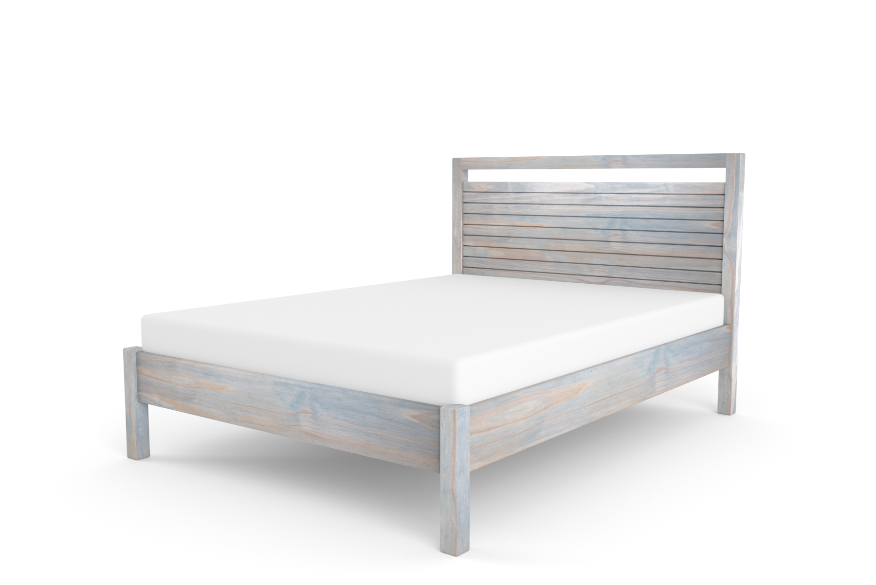 Selena Double Bed with Slatted Headboard – Pine Greyish Selena Double Bed with Slatted Headboard – Pine Greyish