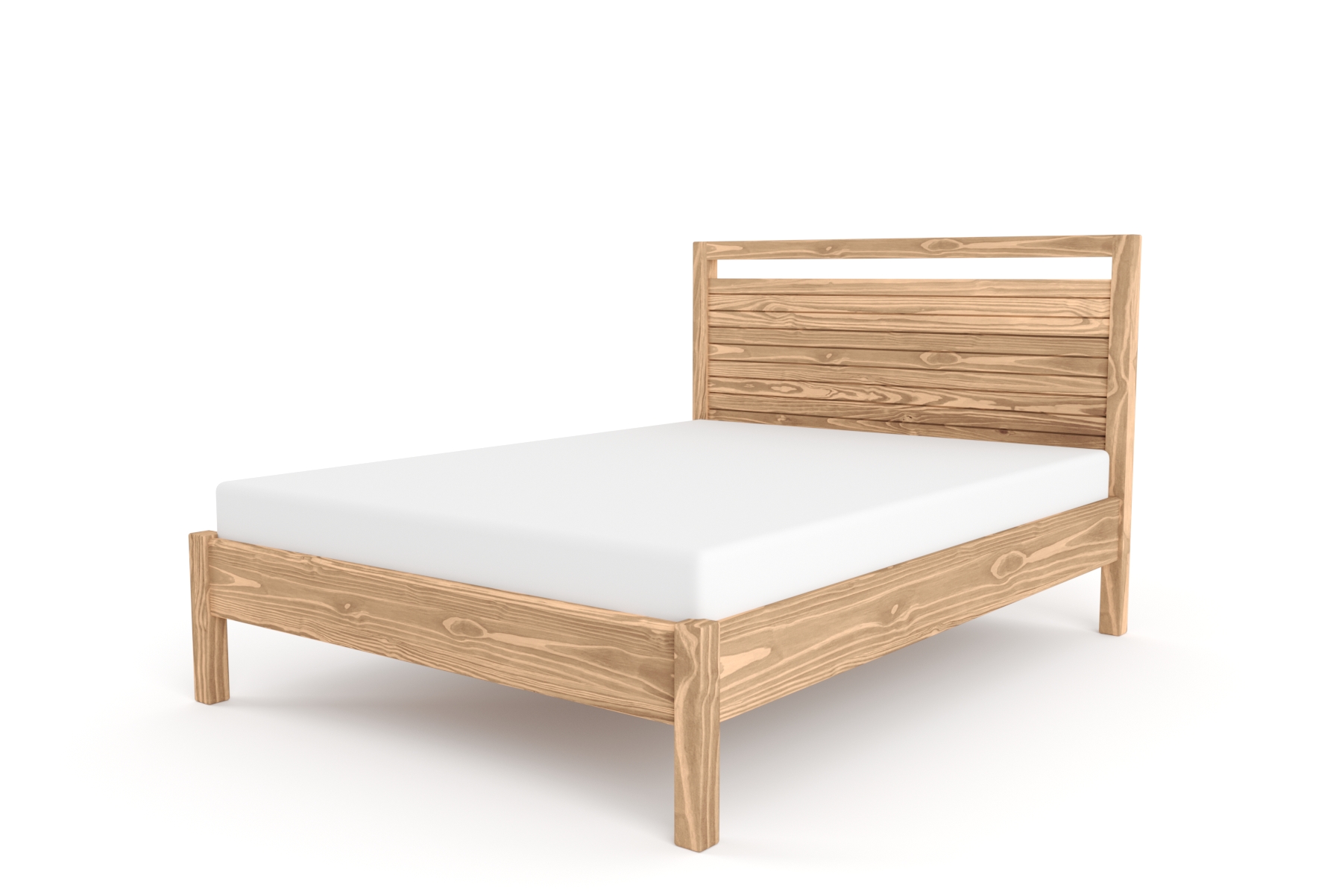 Selena Double Bed with Slatted Headboard - Pine Mocca
